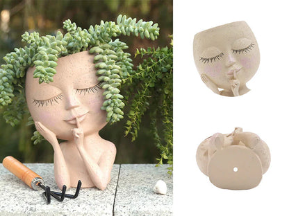 Deko-Blumentopf  – Kreativer Pflanzentopf mit Gesicht für Zimmerpflanzen & Sukkulenten