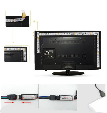 RGB Led Streifen Mit Usb Anschluss - Farbwechsel Licht Für Ambiente Und TV Hintergrundbeleuchtung