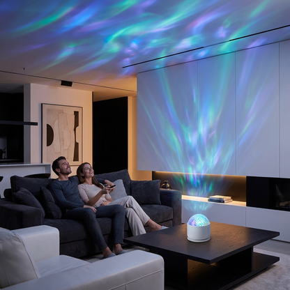 LED Nordlicht-Projektorlampe – 16 Farben & Fernbedienung