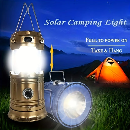 Solar Campinglampe mit USB-Aufladung – Tragbare LED-Laterne für Outdoor-Aktivitäten und Notfälle