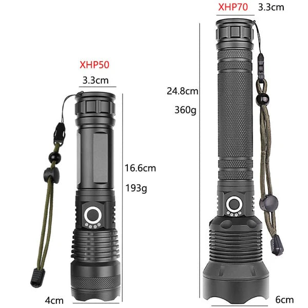 Taktische Taschenlampe – LED Taschenlampe mit Zoom & Powerbank-Funktion