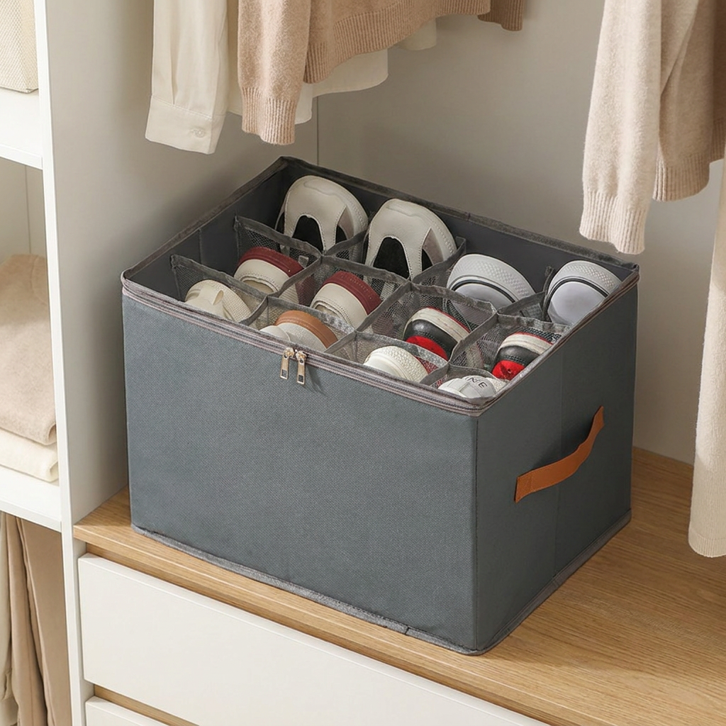 Faltbarer Schuh-Organizer mit einfachem Zugriff für die Aufbewahrung im Kleiderschrank