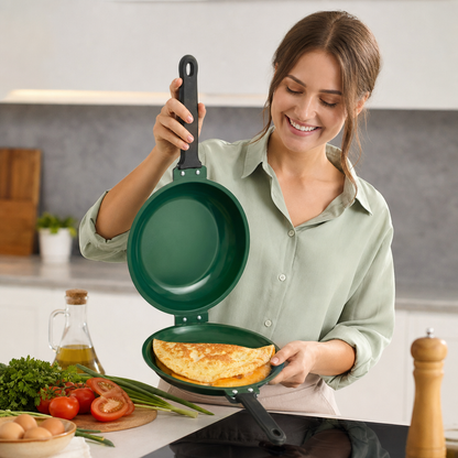 Doppelseitige Antihaft-Bratpfanne – Wende-Pfanne für Pfannkuchen, Omeletts & Speck