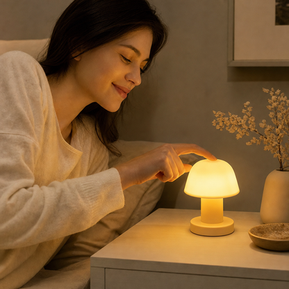 Mini wiederaufladbare LED-Pilz-Tischlampe mit Touch-Steuerung