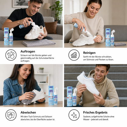 Wasserloses Sneaker- & Schuhreinigungsset mit Schaumreiniger, Bürste & Tuch