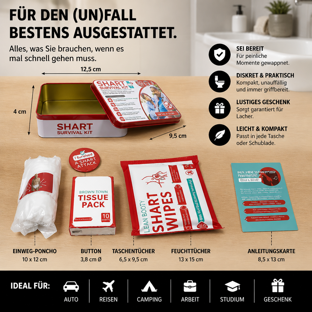 Lustiges „Shart Survival Kit“ – Ultimatives Scherzgeschenk-Set für peinliche Toilettenmomente