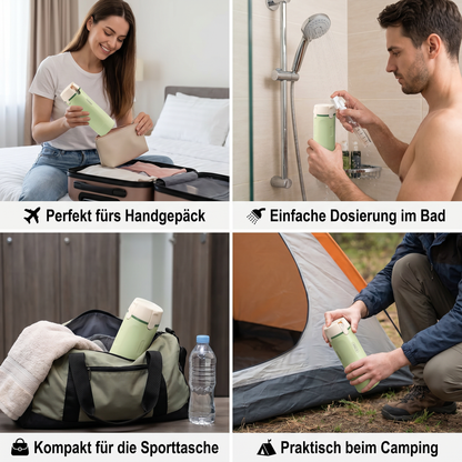 4 in 1 nachfüllbare Reisebehälter für Shampoo und Kosmetik