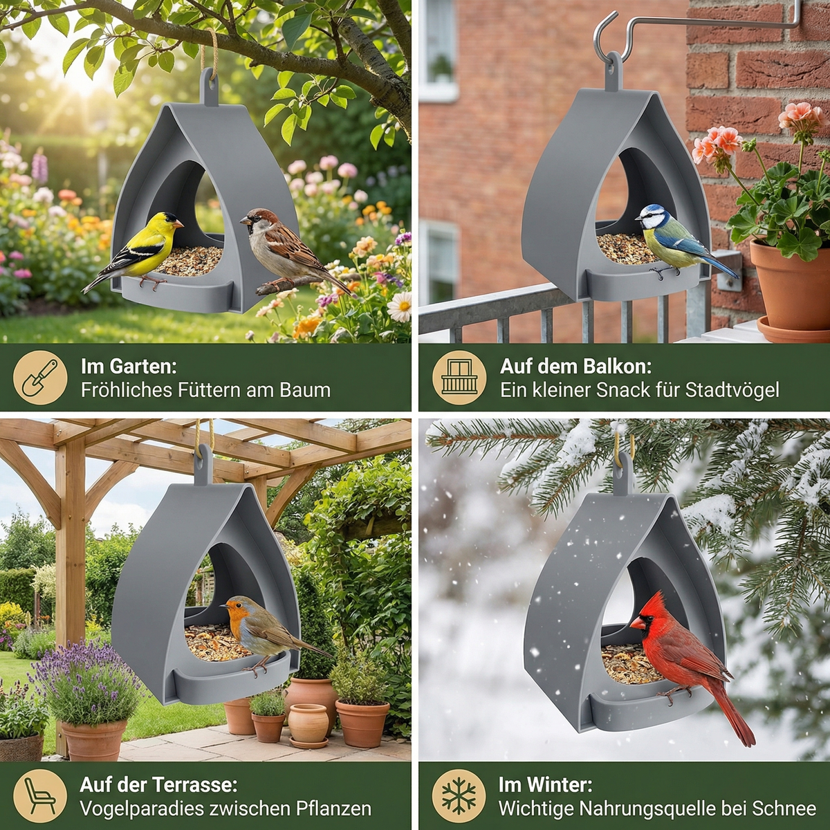 Hängendes Vogel-Futterhaus zum Aufhängen – Große Kapazität für Garten & Balkon