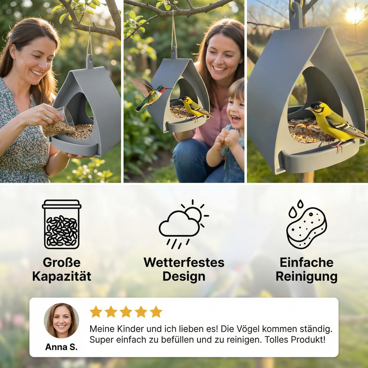 Hängendes Vogel-Futterhaus zum Aufhängen – Große Kapazität für Garten & Balkon