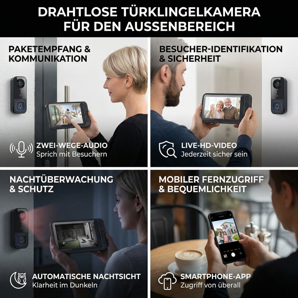 Drahtlose Türklingelkamera für den Außenbereich