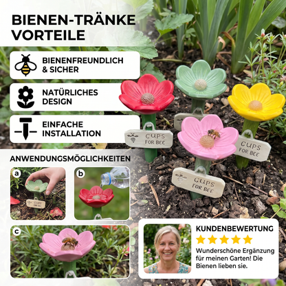 Blumenförmige Bienen-Tränke - Bunte Wasserspender für den Garten