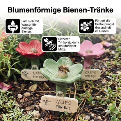 Blumenförmige Bienen-Tränke - Bunte Wasserspender für den Garten
