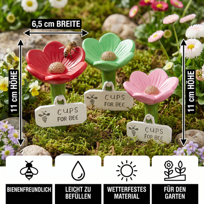 Blumenförmige Bienen-Tränke - Bunte Wasserspender für den Garten