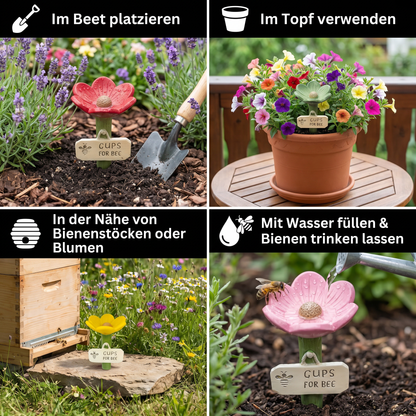Blumenförmige Bienen-Tränke - Bunte Wasserspender für den Garten