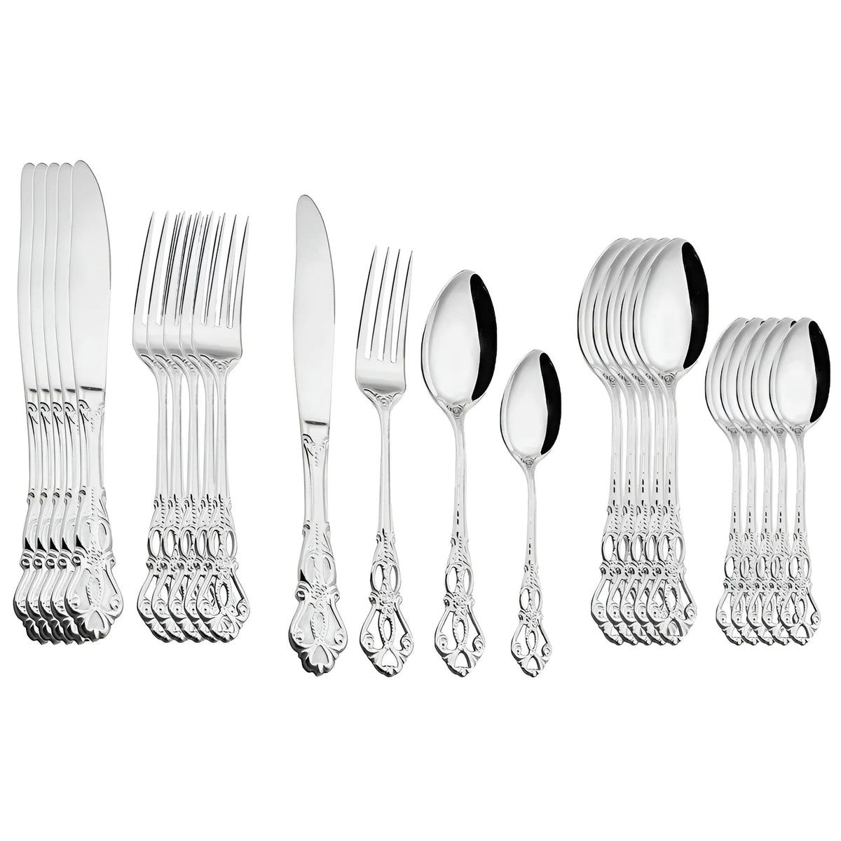 Luxuriöses 24-teiliges Gold-Besteckset mit Eleganter Verzierung