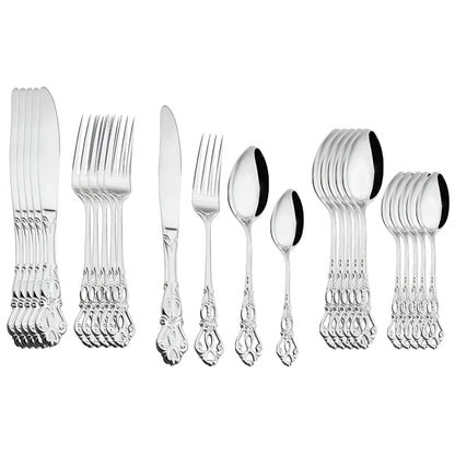 Luxuriöses 24-teiliges Gold-Besteckset mit Eleganter Verzierung