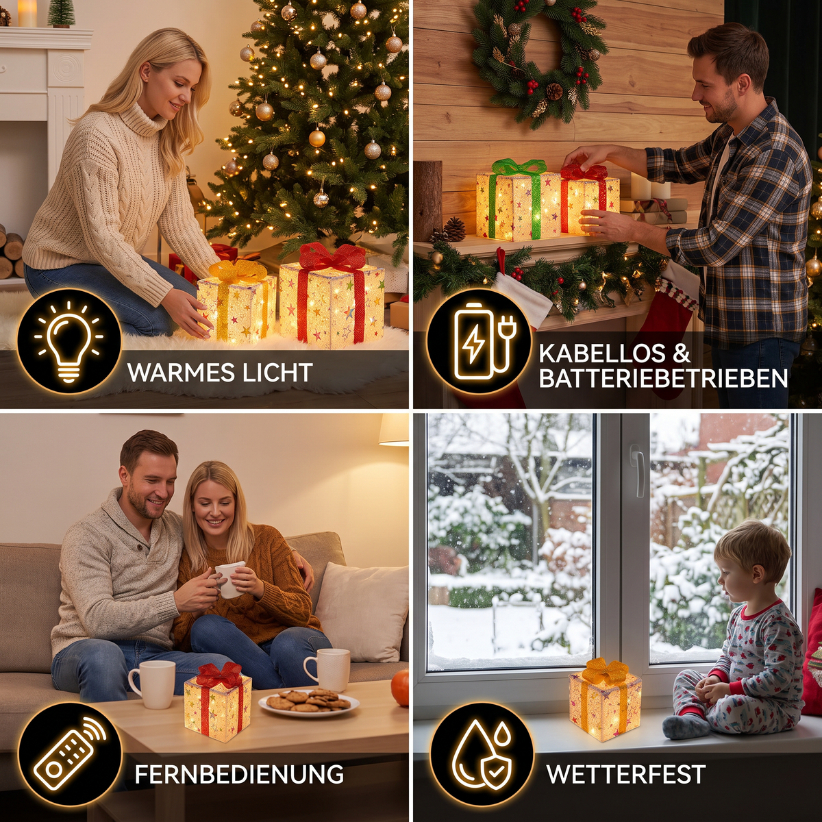 Leuchtendes LED-Weihnachtsgeschenkbox-Dekorationsset