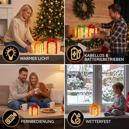 Leuchtendes LED-Weihnachtsgeschenkbox-Dekorationsset