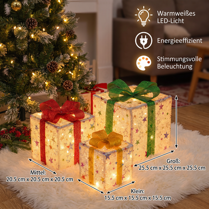 Leuchtendes LED-Weihnachtsgeschenkbox-Dekorationsset