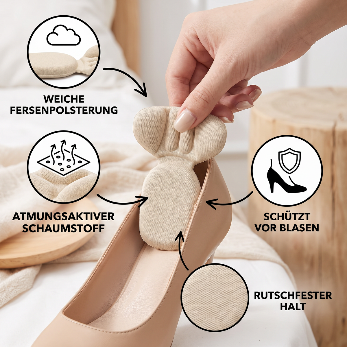 Weiche & atmungsaktive doppellagige Fersenpolster aus Schaumstoff