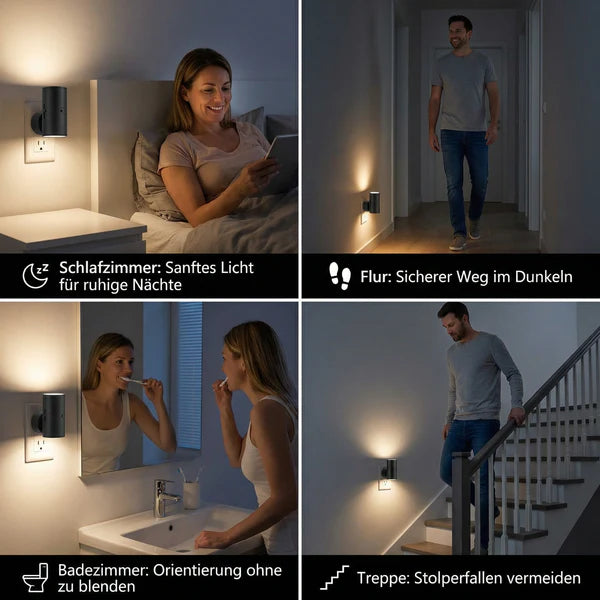 LED Nachtlicht für die Steckdose – Dimmbares Orientierungslicht mit Lichtsensor für ein gemütliches Zuhause
