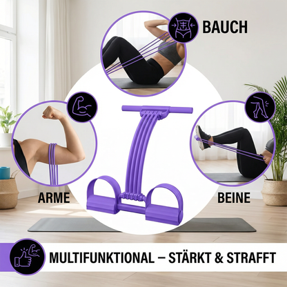 Multifunktionales Fitnessband mit Fußstützen – für Bauch, Arme & Beine