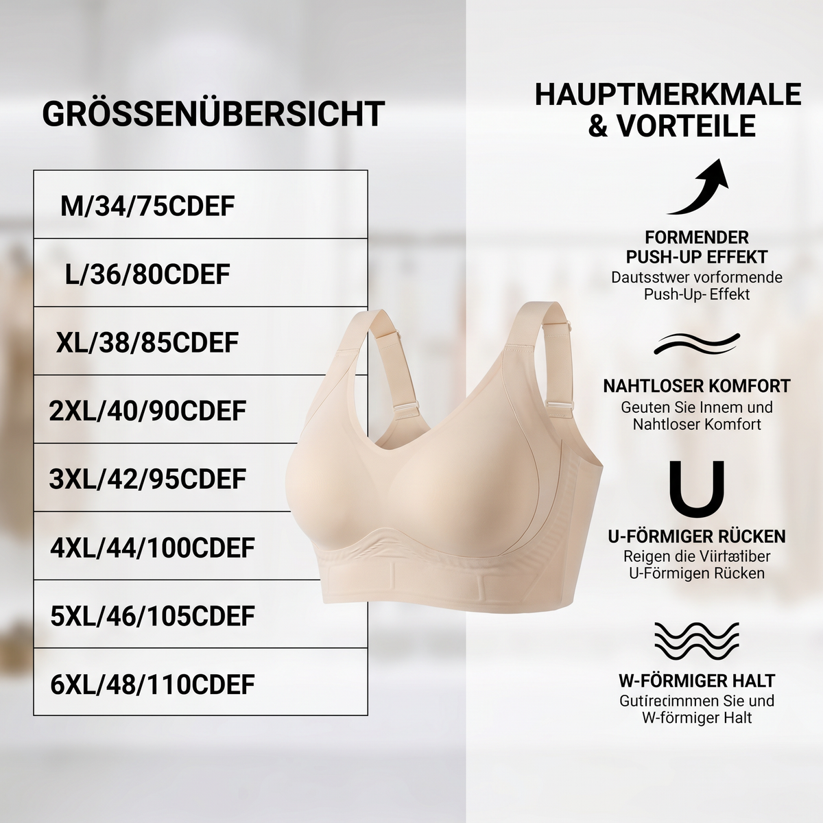 Nahtloser Komfort-BH – Formender Push-up BH für große Größen