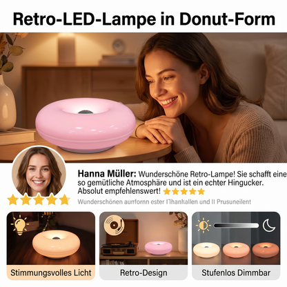 Retro-LED-Lampe in Donut-Form mit gemütlichem Ambientelicht