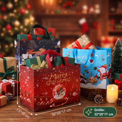 Wiederverwendbare Weihnachts-Geschenktaschen mit Griffen – Verschiedene festliche Designs