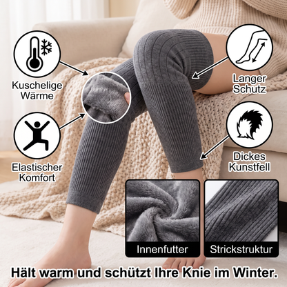 Universelle lange Kniewärmer mit dickem Kunstfellfutter für den Winter