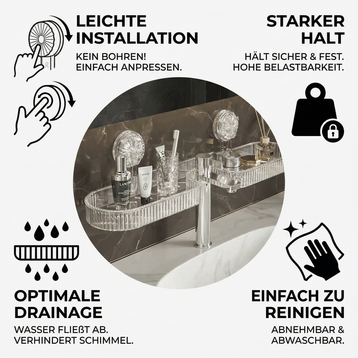 Saugnapf Waschbecken Ablage