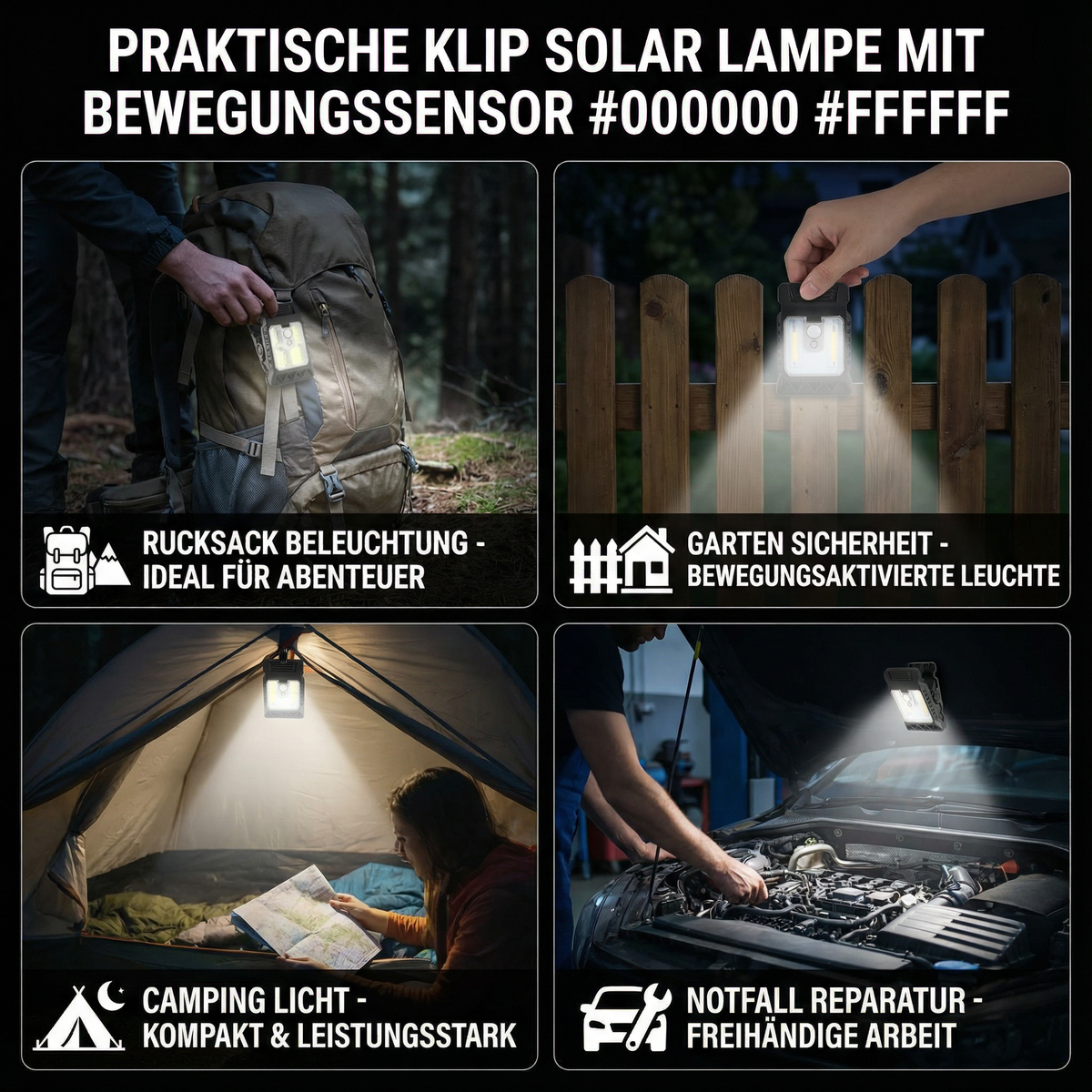 Praktische Klip Solar Lampe mit Bewegungssensor