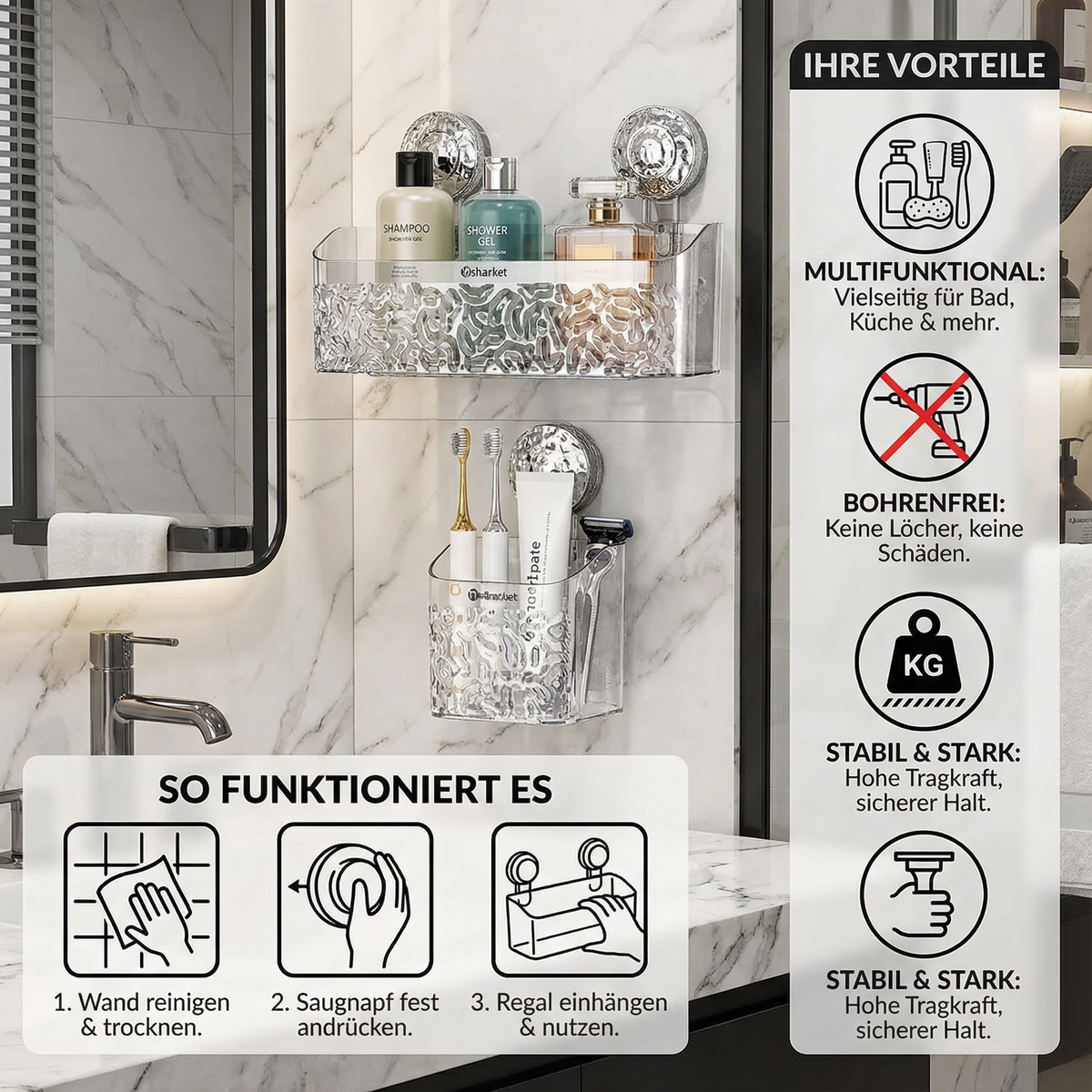 Saugnapf Badezimmer Regal