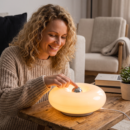Retro-LED-Lampe in Donut-Form mit gemütlichem Ambientelicht